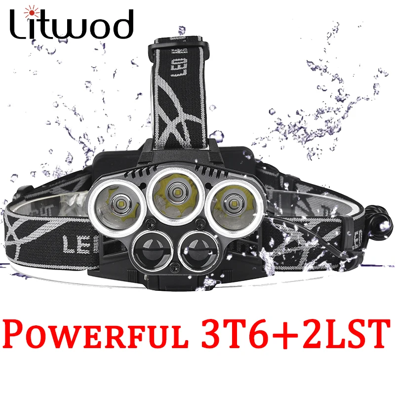Litwod Z202309A мощная светодиодный ная фара 10000 лм 3T6 + 2LST фонарь из алюминиевого сплава