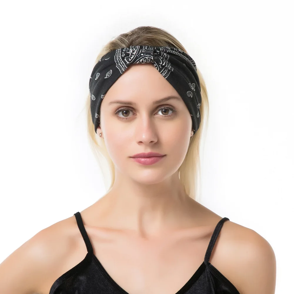 Wide edge cashew nut crescent print headbands Hairband hijab warm shawl ladies foulard femme headband hair bufanda mujer |