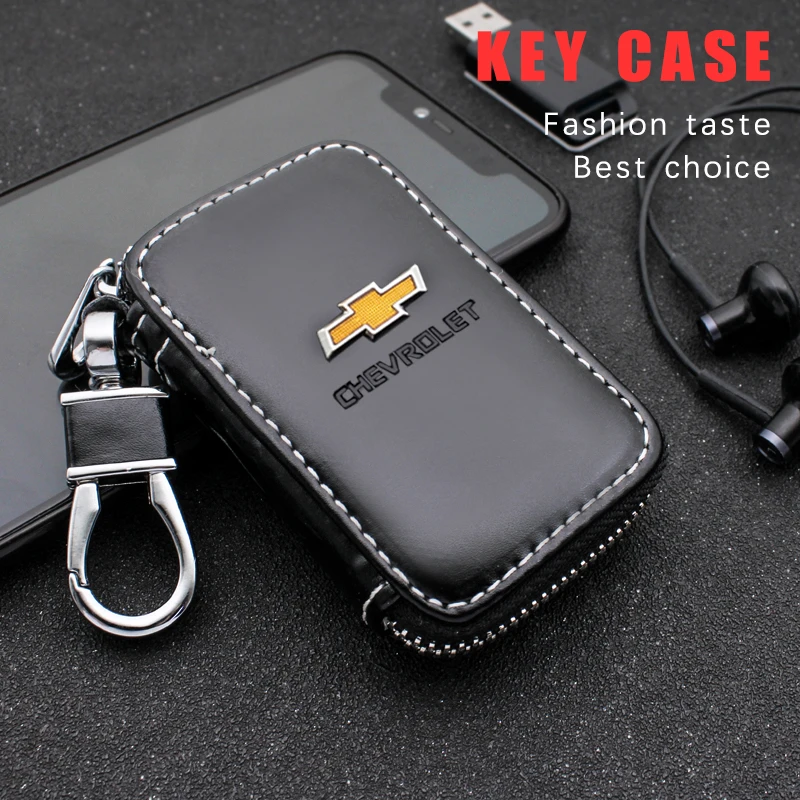 

Leather Car Emblem Key Holder Bag Case Storage Bag Wallet For Chevrolets Cruze Captiva Lacetti Aveo Niva Trax Onix Accessories