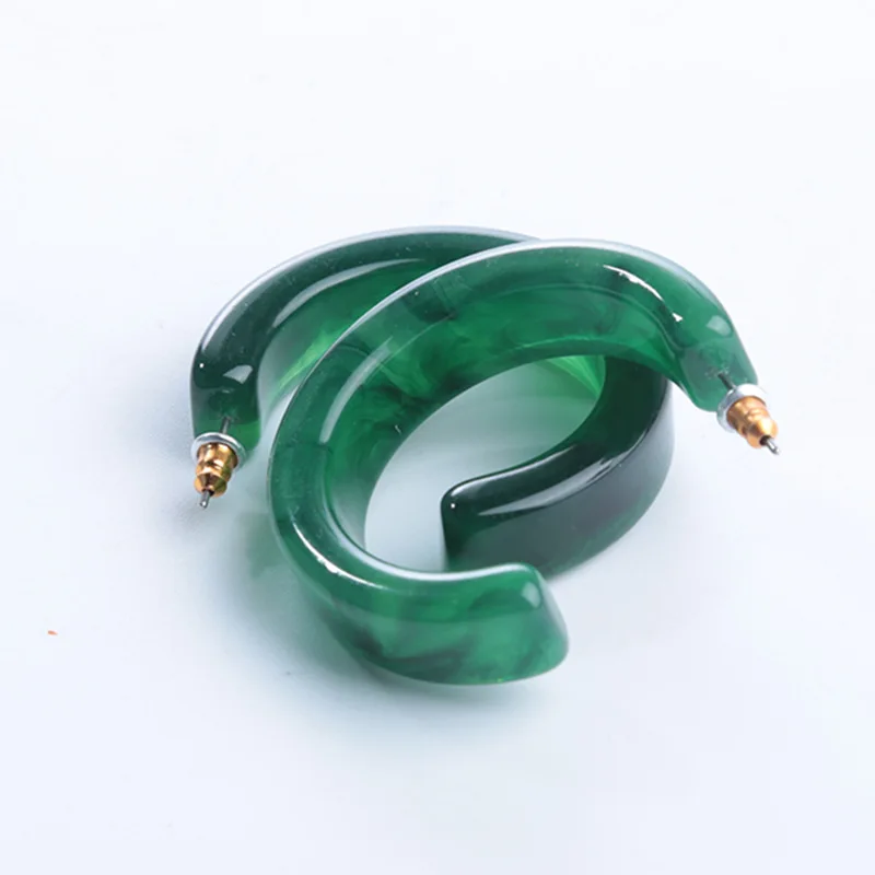 Корейские винтажные зеленые акриловые серьги-гвоздики в форме с Простые