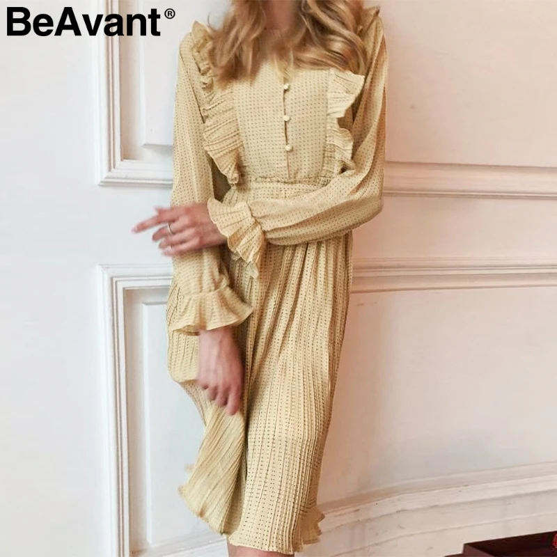 BeAvant элегантное богемное женское платье в горошек с рюшами на рукавах