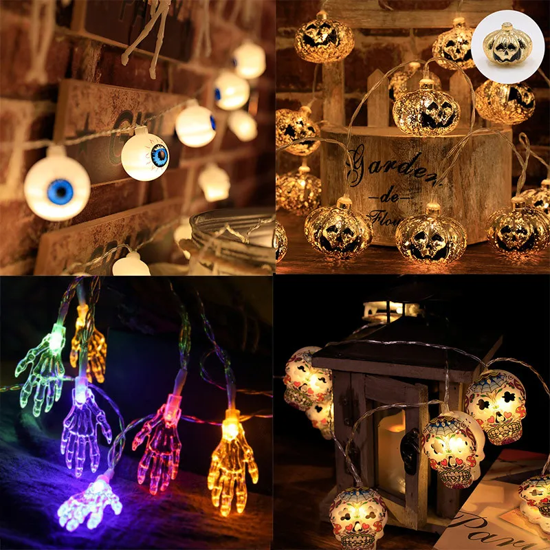 

Halloween LED String Light Pumpkin Bat Skull Lights for Outdoor Halloween Christmas Decoration