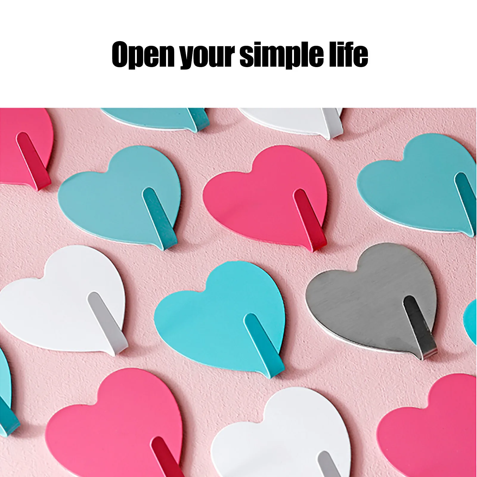 

Heart-Shaped Adhesive Hooks Heavy Duty Stick on Wall Door Cabinet Stainless Steel Towel Coat Clothes Hooks Self Adhesive Holders