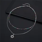 Ожерелье-чокер женское, с подвеской в виде солнца, ручной работы