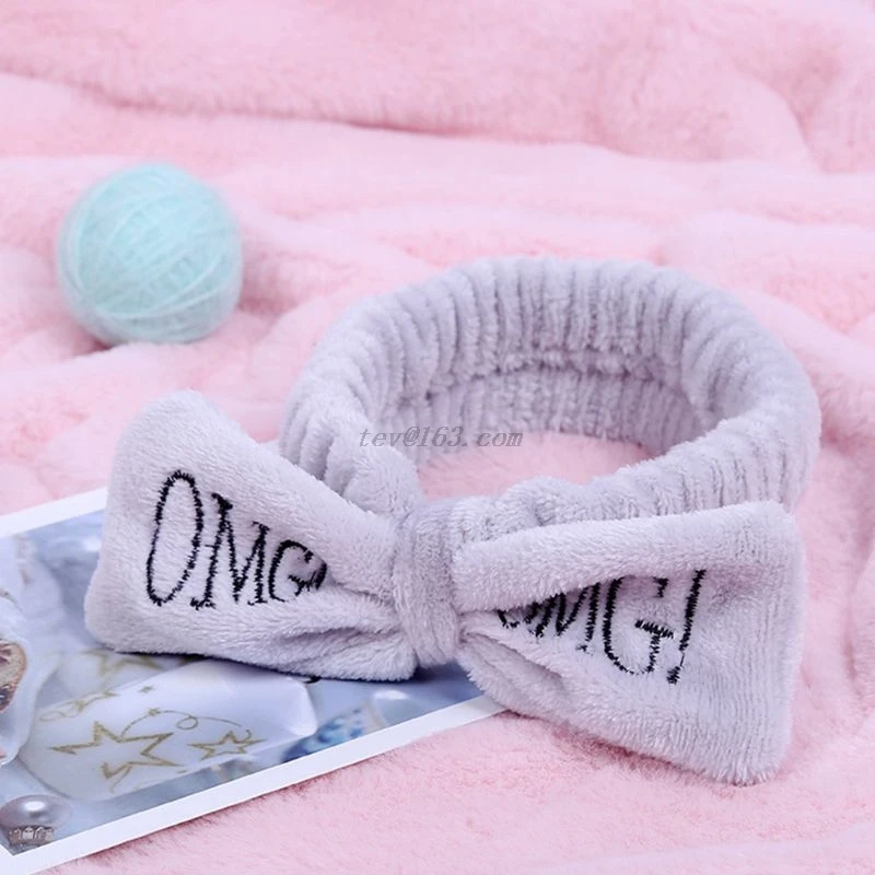 Женская широкая повязка на голову с бантиком и вышитыми буквами эластичная для