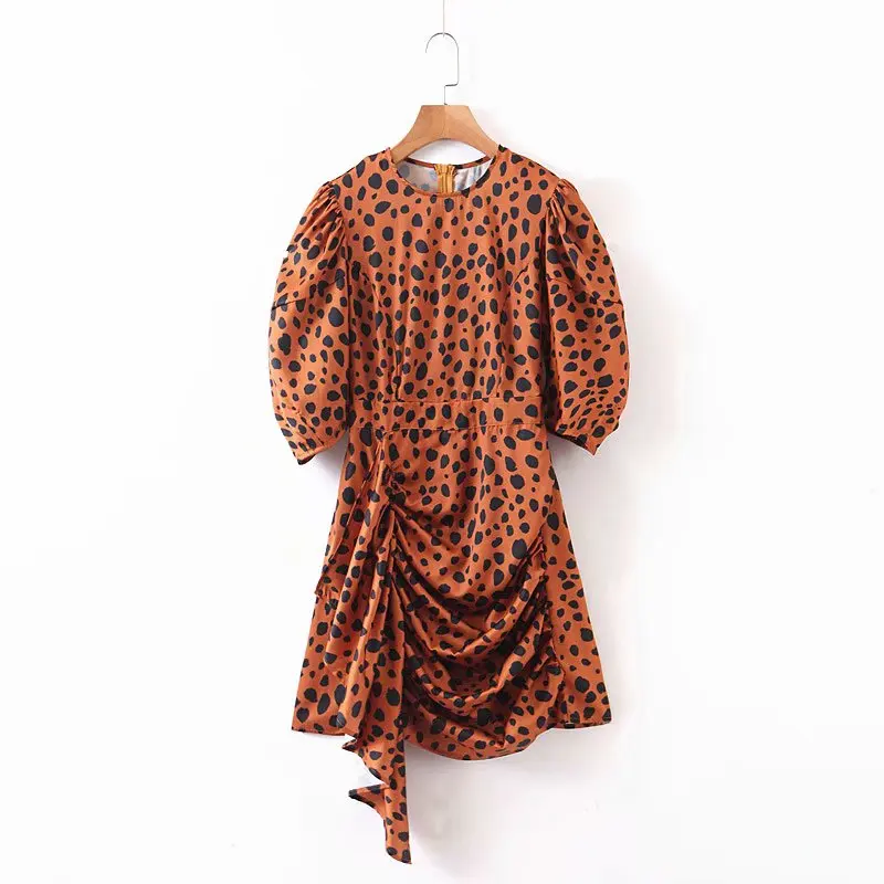 

Summer dress 2020 elegant asymmetrical dress chiffon leopard print dresses ladiesanimal print dress vintage