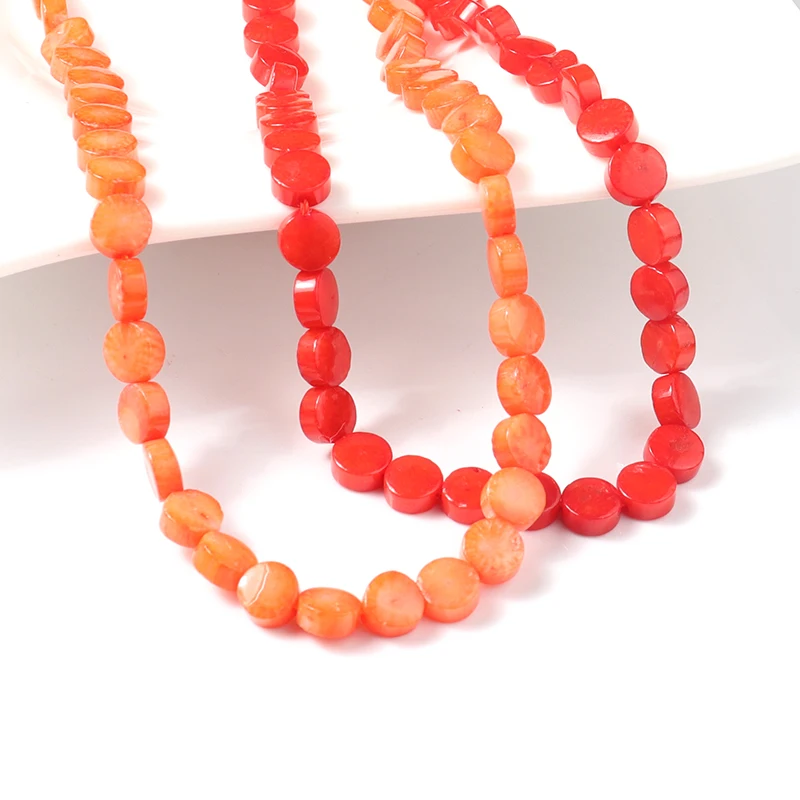 

Apx 60pcs/lot 6mm Round Flat Orange Red Coral Loose Beads For Jewelry Making Charms Beads for DIY Necklaces&Bracelets Wholesale