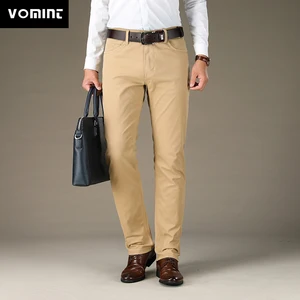 Мужские эластичные брюки Vomint, брендовые облегающие штаны с карманами и значками, повседневные Стрейчевые брюки из высокой ткани, большие размеры 44 46, 2019