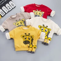 winter baby girls velvet pullovers clothing toddler boys sweatshirts kids clothes cartoon hoodies t shirt sweaters for 1 4 years