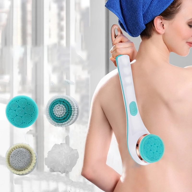 

Electric Bath Brush Massage Brush 4 in 1 Multifunctional Long Handle Back Rubbing Brush Bath Instrument