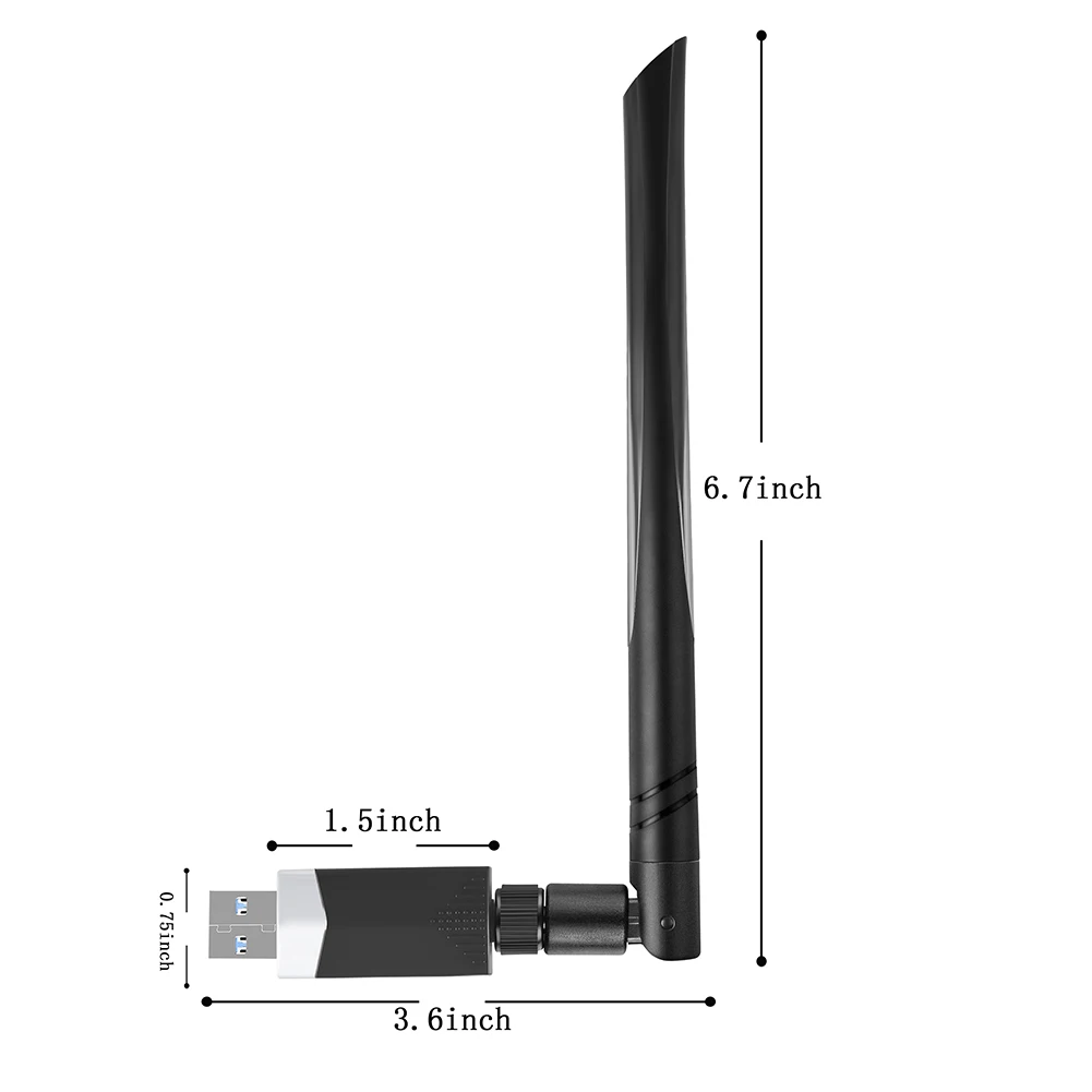 

WiFi Wireless Network Card 1300Mbps 2.4+5.8GHz Bt 5.0 USB 802.11a/b/g/n Wireless Network Card Mini Dongle with 5dBi Antenna