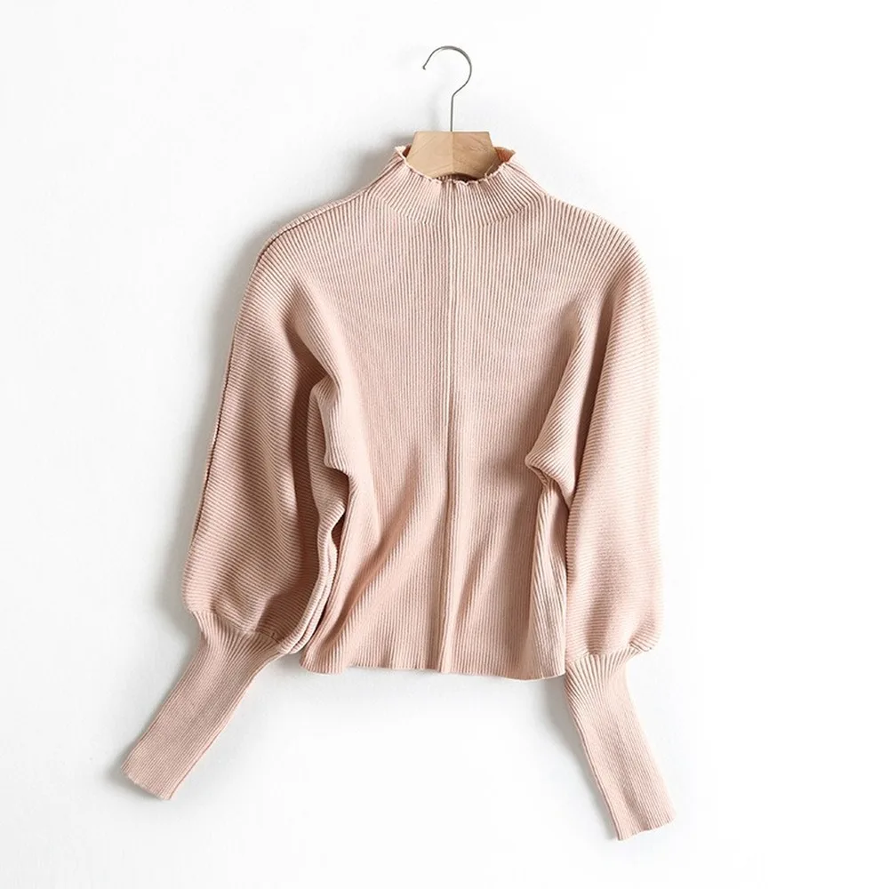 Женский вязаный свитер джемперы карамельных цветов с круглым вырезом в стиле