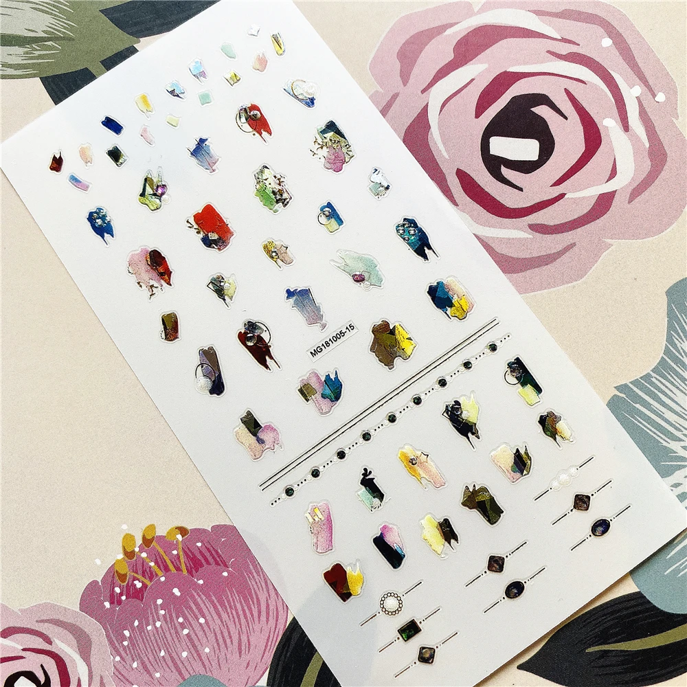 Наклейки для ногтей с обратным клеем в форме неправильного квадрата и изображением Луны.