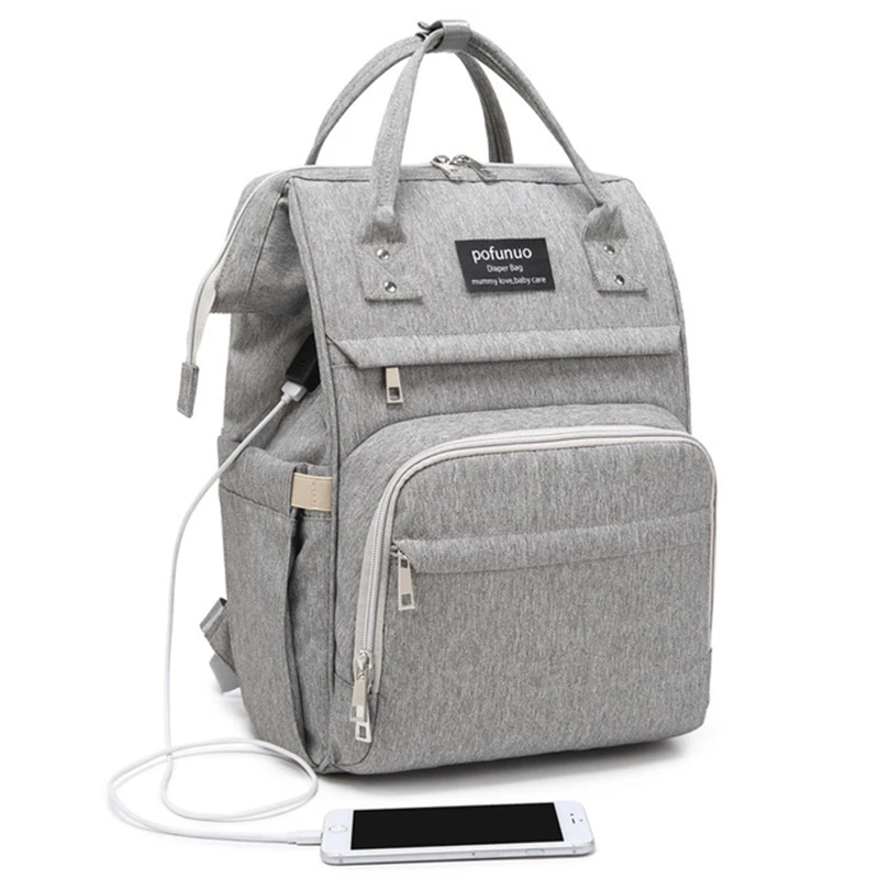

Модная сумка для подгузников для мам с USB-портом, большая сумка для ухода за ребенком, дорожный рюкзак для детской коляски, рюкзак для подгуз...