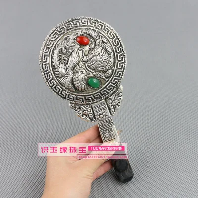 Изысканный Ретро Бронзовый Дракон Феникс зеркало маленький орнамент | Дом и сад