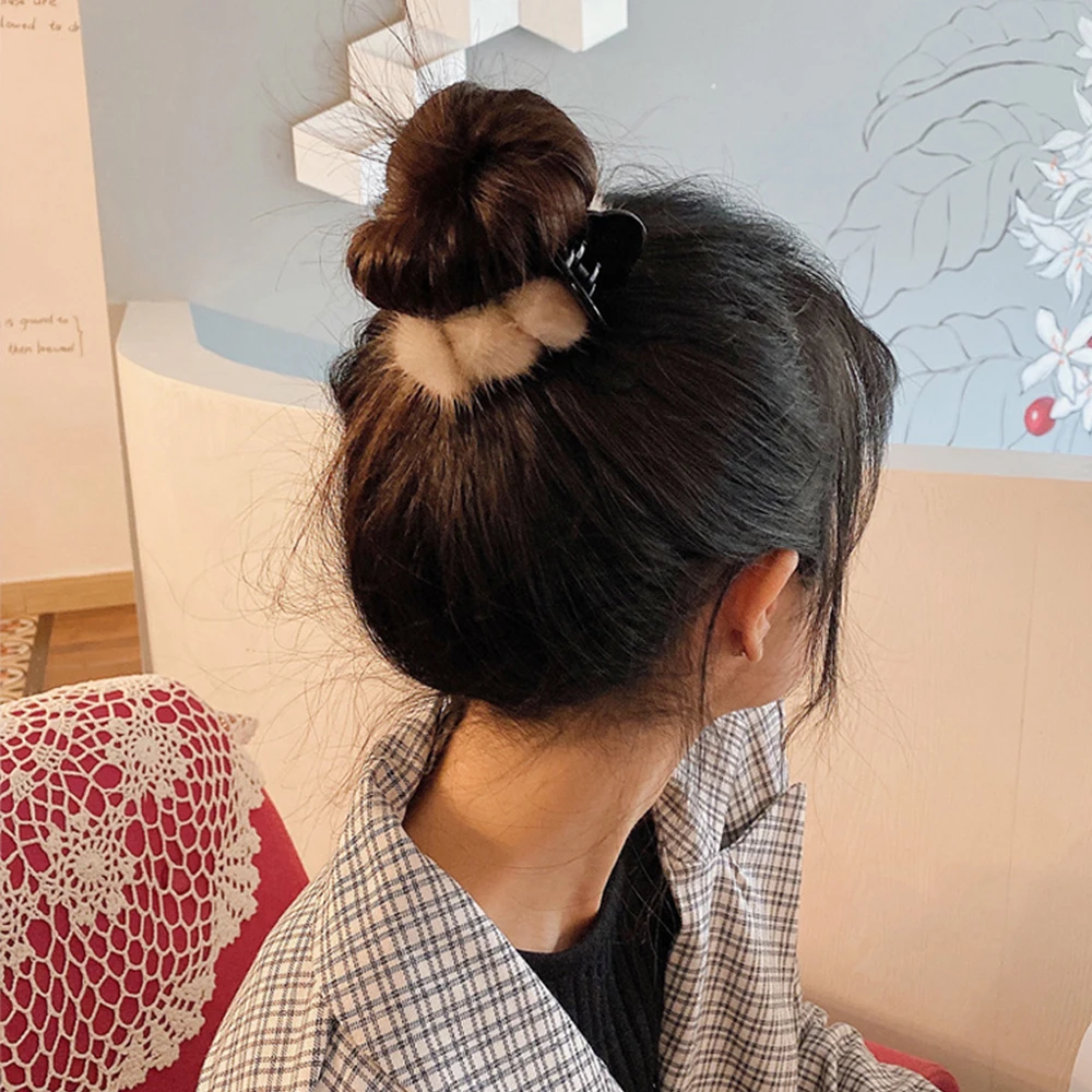 

New Mink Fur Hair Clips Korean Elegant Temperament Women Girls Ball Head Hair Holder Clip Hair Claw Hair Accessories