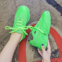 women mesh neon green yellow platform sneakers for women student breathable sports shoes hip hop dance shoes zapatillas mujer