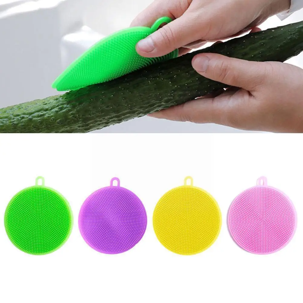 

1Pc Kitchen Cleaning Brush Silicone Dishwashing Brush Vegetable Fruit Brushes Sponge Pads Scouring Cleaning Pan Pot S1K3