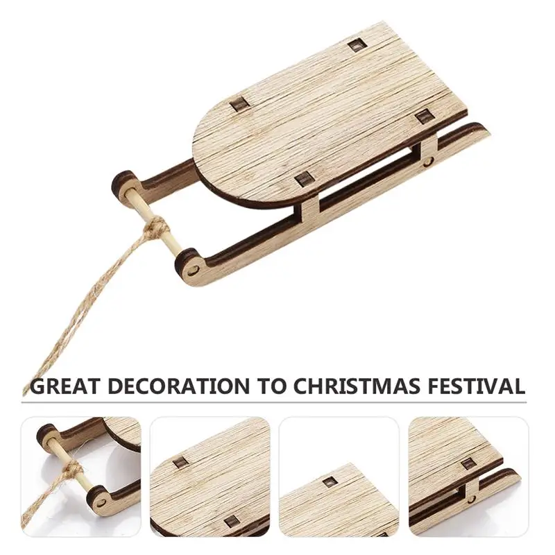 

3pcs Mini Sleighs Miniature Wooden Mini Sleighs Kit Tabletop Wood Sleighs Home Decorative Figurines Miniatures