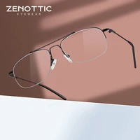 zenottic men classic pilot half rim glasses frame women memory metal flexible optical spectacles myopia prescription eyeglasses