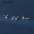 WANTME натуральная 925 стерлингового серебра романтическая три лепестков цветка мини милые серьги гвоздики, серьги для женщин и девушек, очаровательные вечерние ювелирные изделия