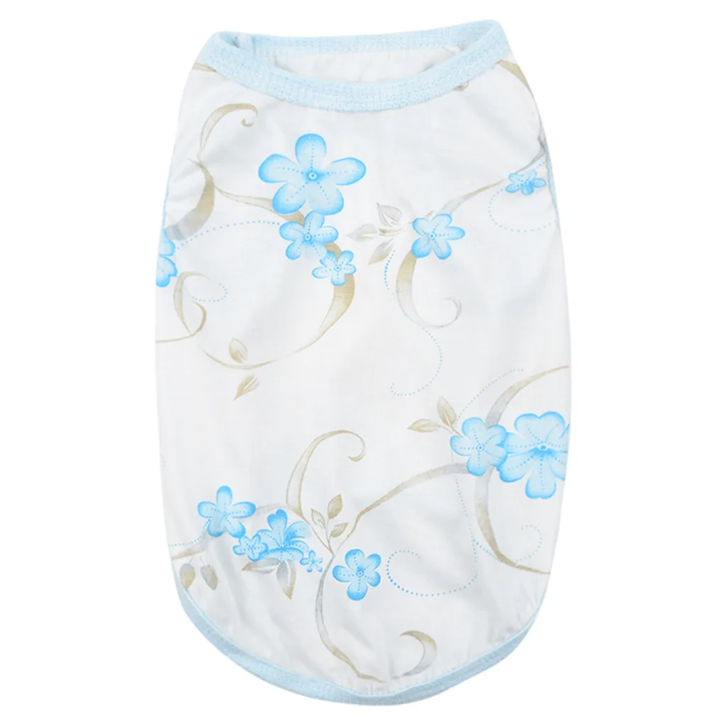 Transer собак Футболка голубого цвета модная с цветочным узором ПЭТ жилет летние