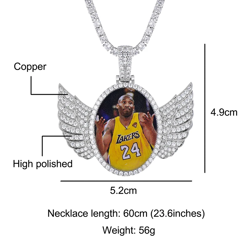 Крыло фото на заказ ожерелье и кулон медальоны медная теннисная Цепочка Золото