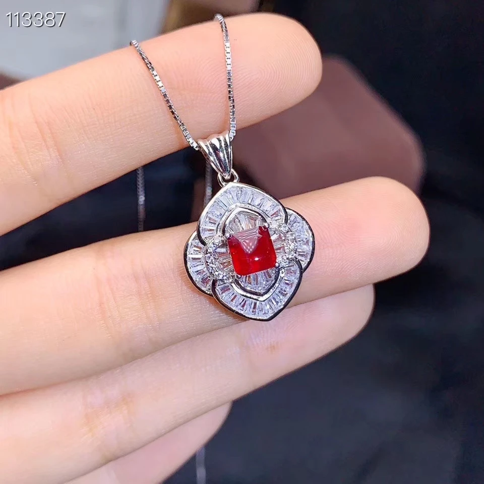 

KJJEAXCMY Fine Jewelry 925 Sterling Silver inlaid Natural gemstone ruby Female Pendant Necklace fashion Support test
