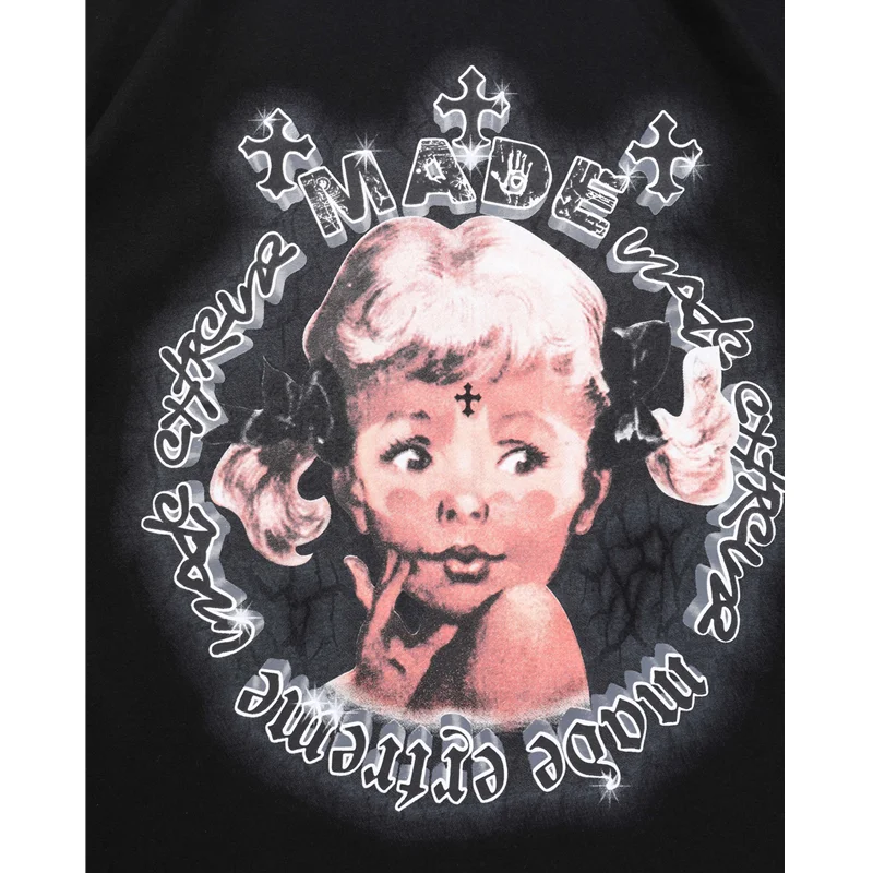 

Hip Hop Streetwear Oversized T Shirt Baby Girl Print Goth T-Shirts Harajuku Vintage Summer Cotton Short Sleeve Couple Tshirt