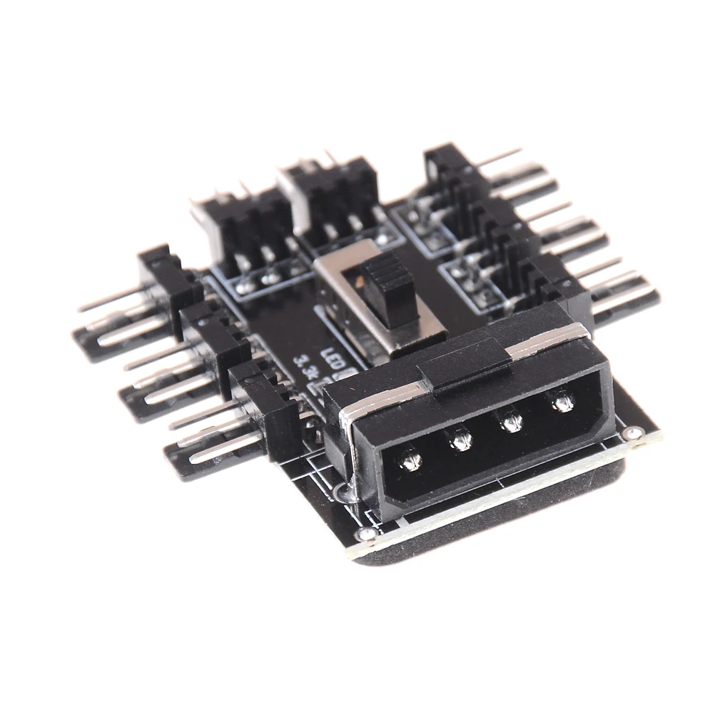 

1 to 8 Way Splitter Cooler Cooling Fan Hub 3pin 12V Power Socket PCB Adapter 2 Level Speed Control PC Computer IDE Molex