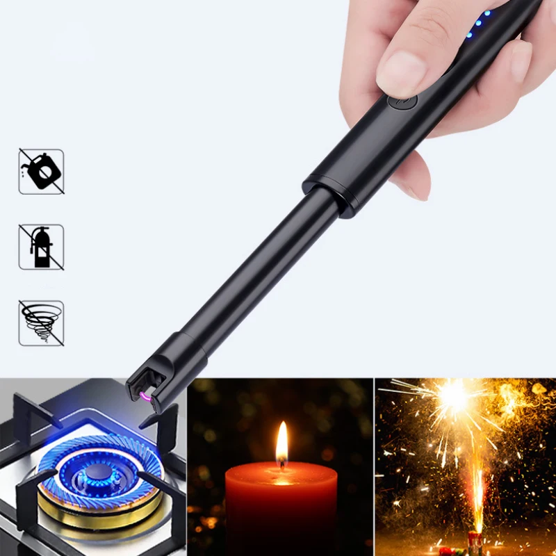 For Candles Kitchen Gas Stove Grill Bbq Rechargeable Usb Plasma Pulse Arc Igniter Long Neck With Hook