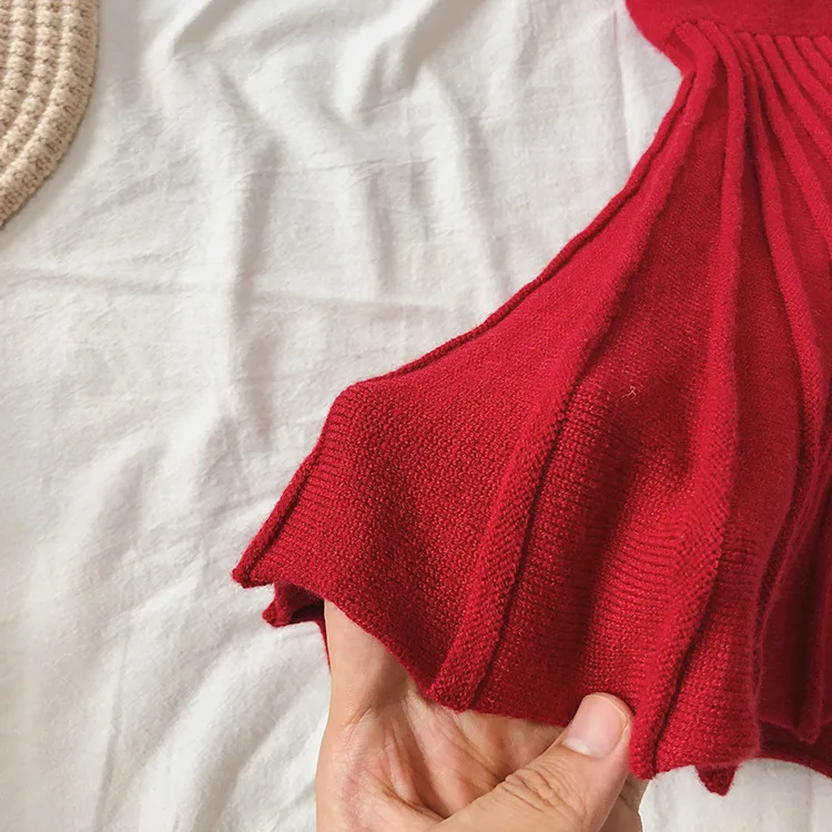 Осень-зима 2019 вязаный шерстяной свитер для девочек платье маленьких платья