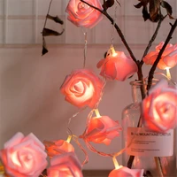 1 536m pink rose flower string lights artificial flower bouquet christmas holiday garland lights for valentine wedding decor