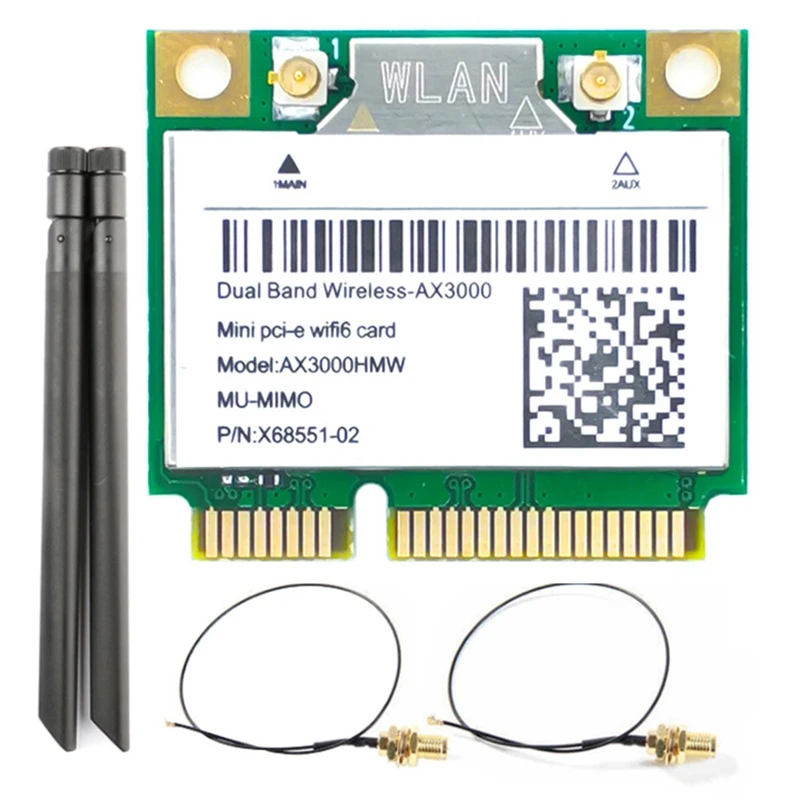 

2974 Мбит/с Wi-Fi 6 двухдиапазонный беспроводной мини PCI-E сеть Wlan Wi-Fi Карта Bluetooth 5,0 802.11Ax/Ac 2,4 ГГц/5 ГГц адаптер
