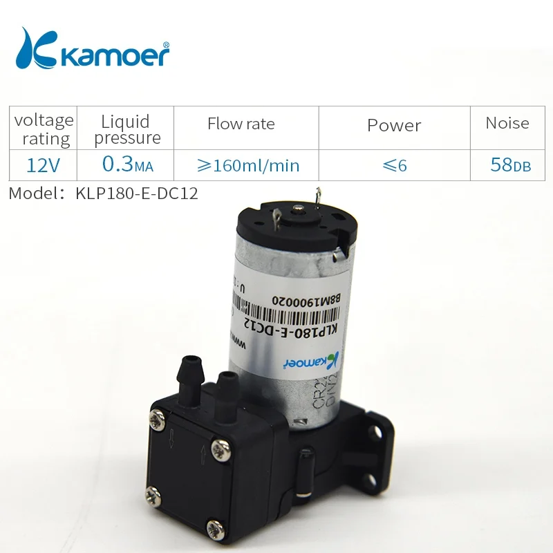 

Миниатюрный диафрагменный Жидкостный Насос Kamoer KLP180, 180 мл/мин, 12 В, 24 В, щеточный двигатель BLDC с давлением жидкости EPDM, МПа для лаборатории и струйной печати