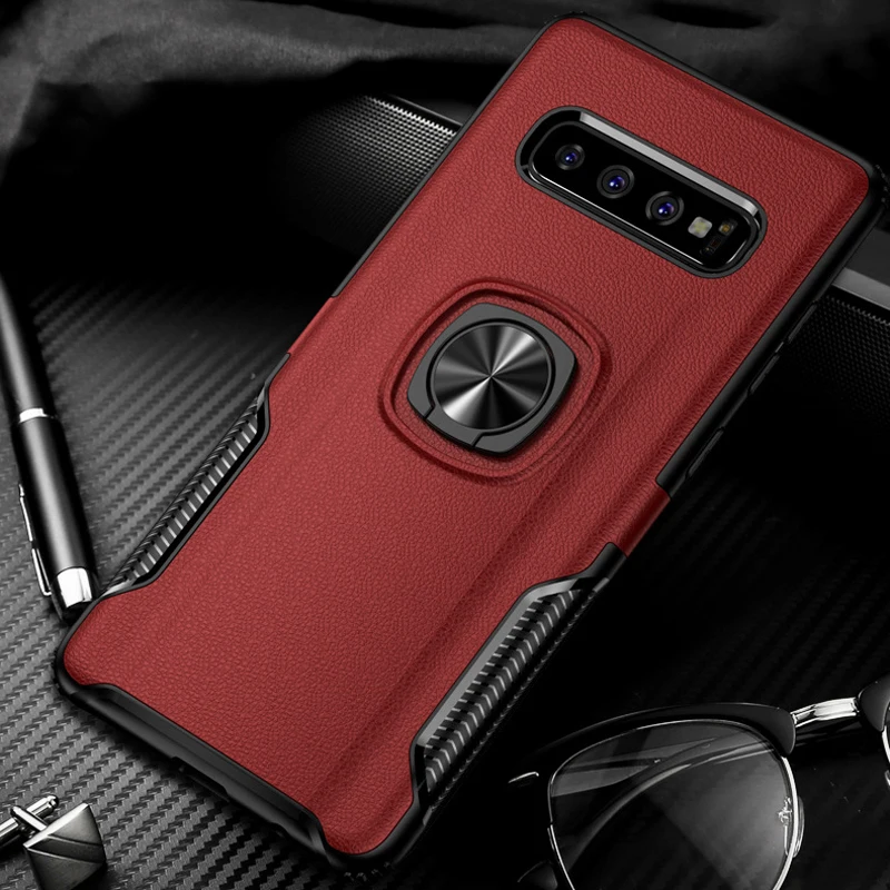 Ударопрочный чехол с магнитным кольцом для samsung S10 Plus S 9 10 A8 силиконовые чехлы для samsung Galaxy S10Plus чехол A 8 - Цвет: Red