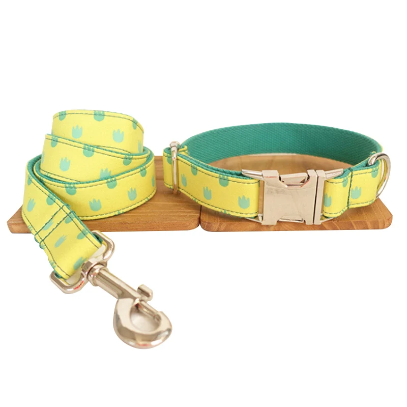 

New Blue Dots And Yellow Christmas Pet Dog Collar And Leash Set For Small Meduim Large Dogs Perfect For Daily Training Walking