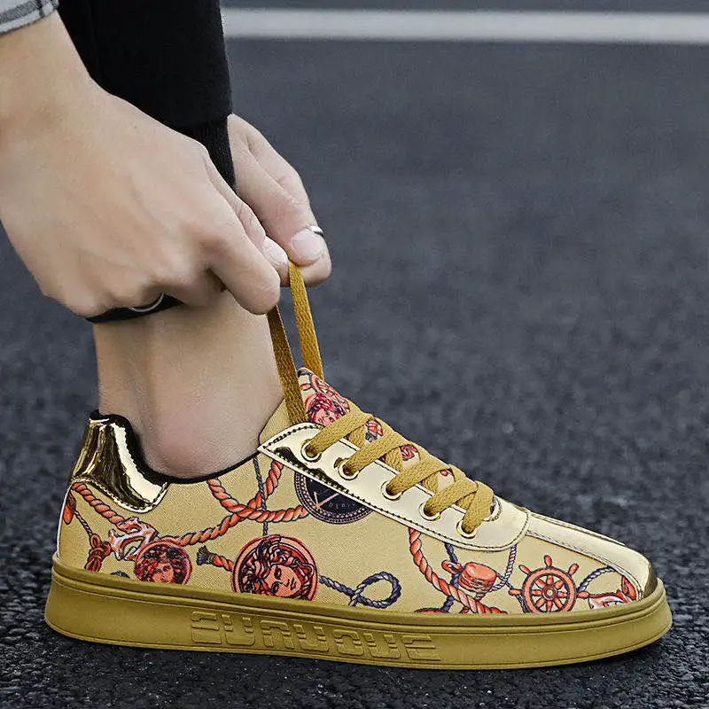 Летняя обувь с принтом Большие размеры Брендовая мужская повседневная на