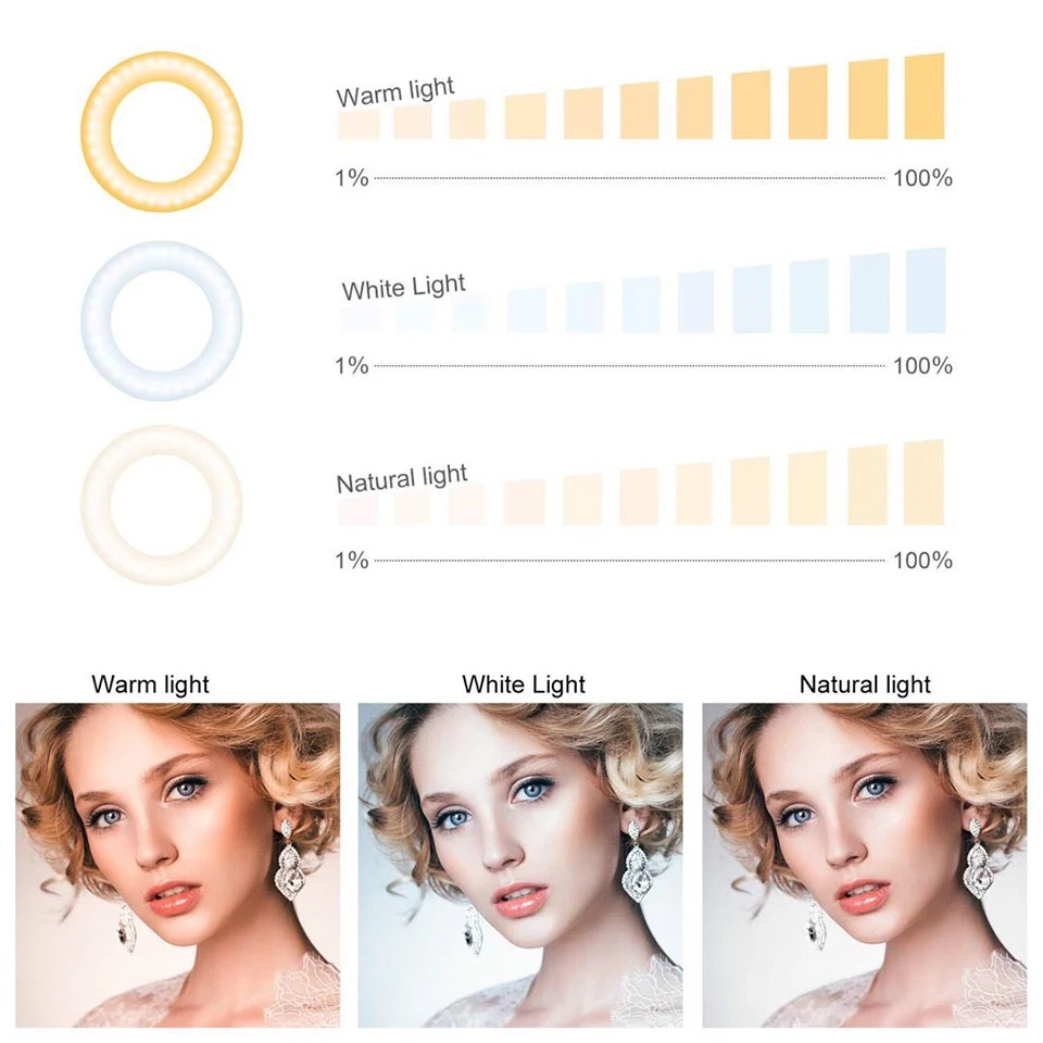 Right Light with Tripod with Lamp Selfie Ring Light Ringlight Glamcor Light Led Ring Lamp 26 Cm for Phone Photographic Lighting