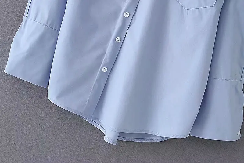 Новинка 2019 женская мода необычные отложной одноцветные повседневные блузки