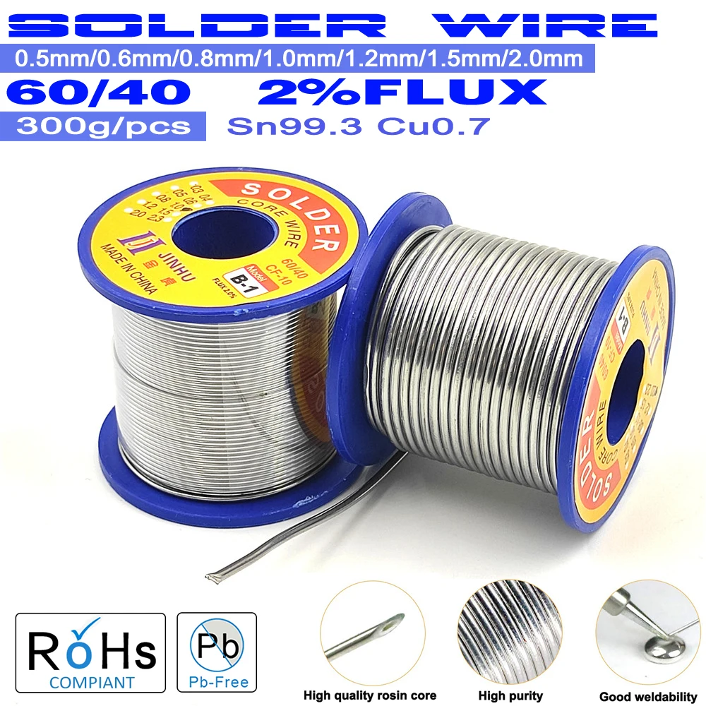 

300g 2.0% Flux No Clean Rosin Core Solder Wire Low Melting Point 60/40 0.5/0.6/0.8/1.0/1.2/1.5/2.0mm For Electric Soldering Iron