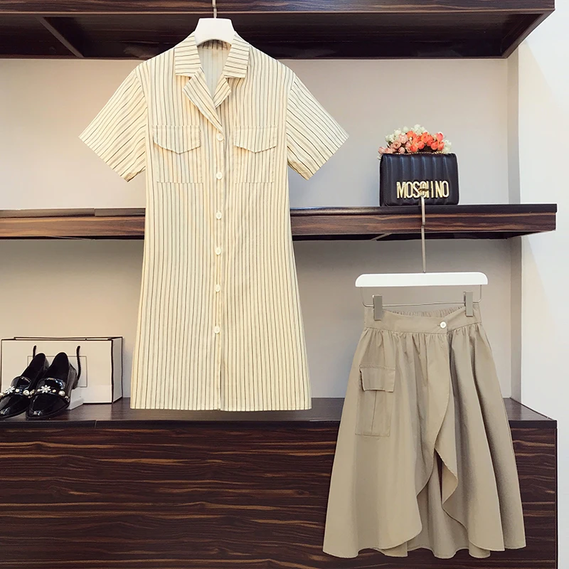 Комплект из 2 предметов женское платье модная юбка летнее 2020 большие блузки