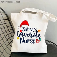 women shopper bag santas favorite nurse kawaii bag harajuku shopping canvas shopper bag girl handbag tote shoulder lady bag