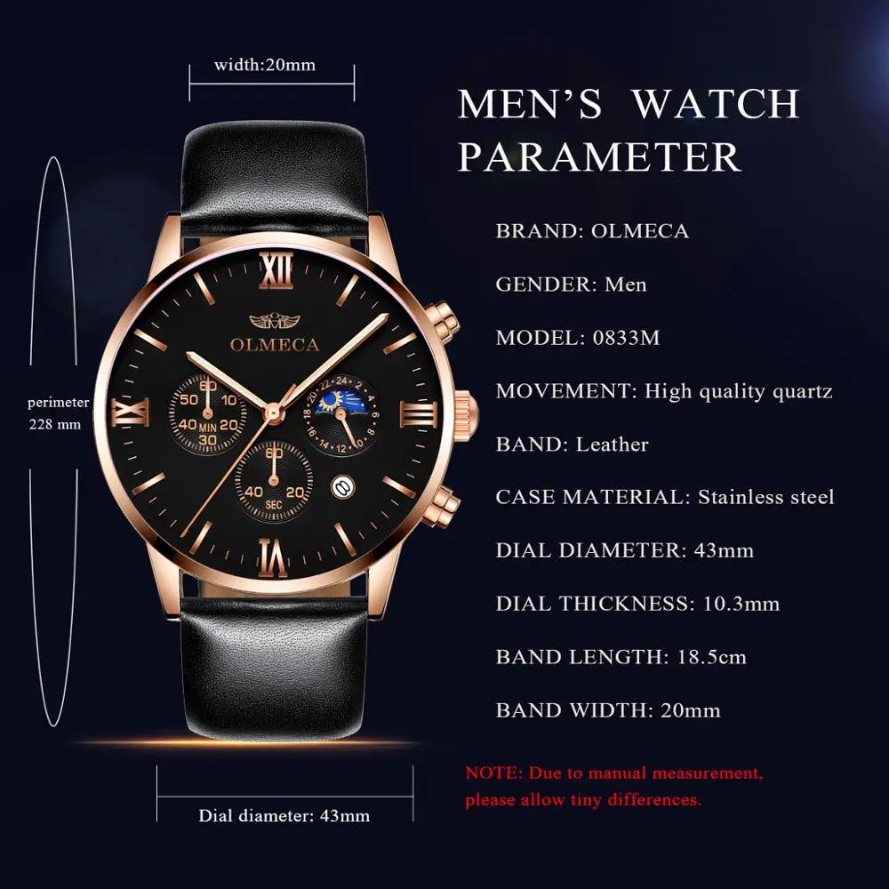 Часы наручные мужские с календарем многофункциональные водонепроницаемые