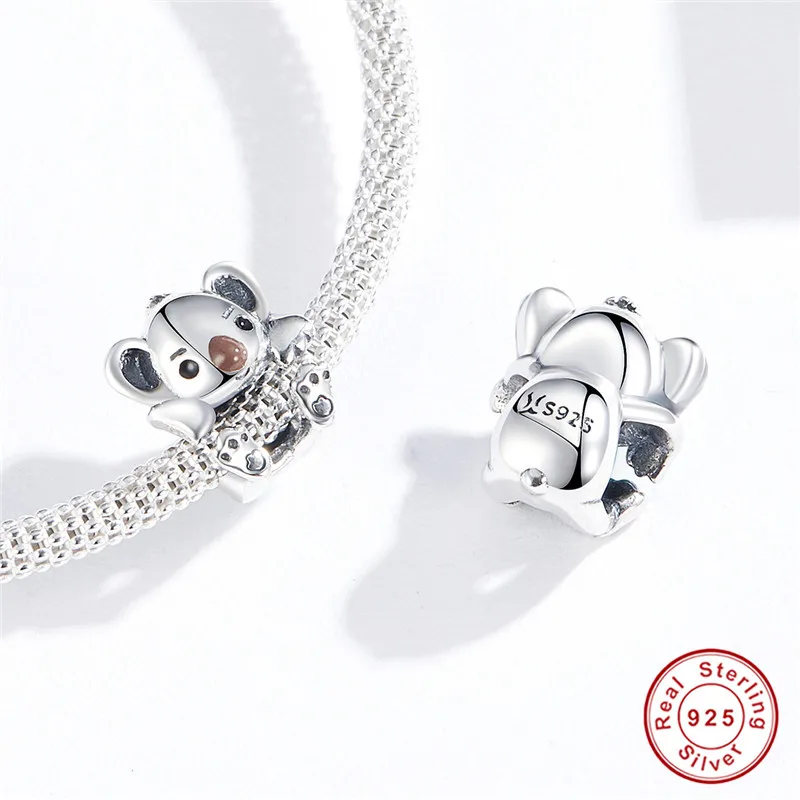Fit Pandora браслет 925 стерлингового серебра милый ребенок коала бусины S925 DIY Тропическое Дерево животных Подвески для изготовления ювелирных изделий