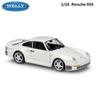 Модель литая автомобиля Welly в масштабе 1:24, классическая спортивная машина Porsche 959, гоночный автомобиль из металлического сплава, подарок для мальчика, коллекционная игрушка