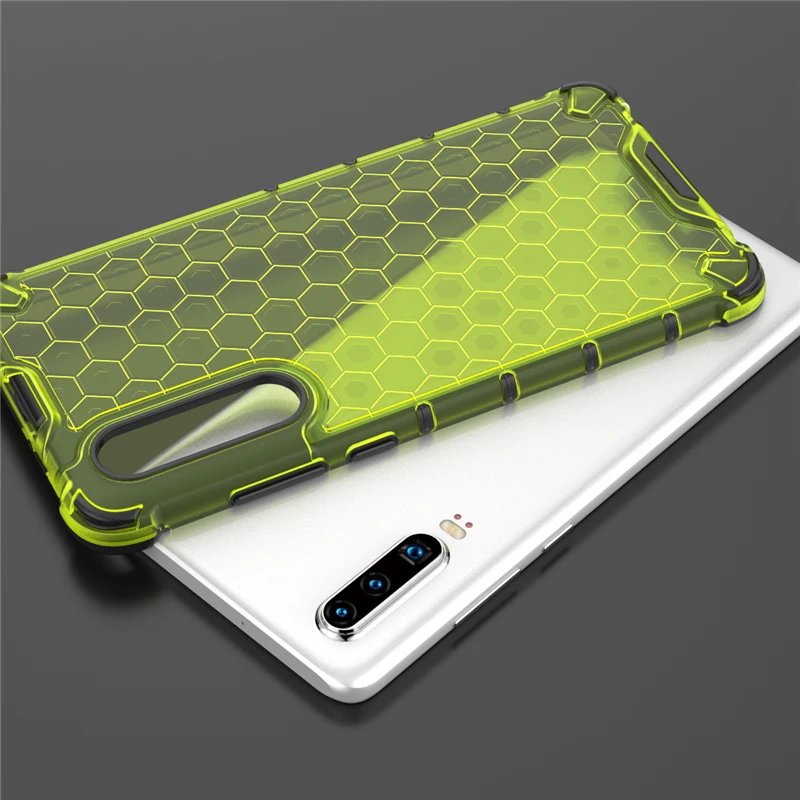 Beehive Pattern Case For Huawei P30 Lite Pro Honeycomb Transparent Airbag Shockproof Cover Nova 5i Mate 20 30 hard |