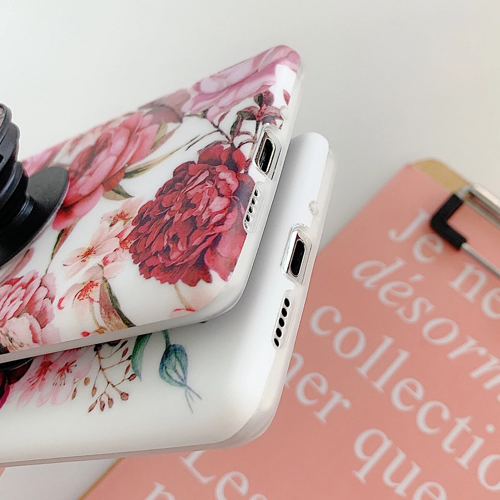 Винтажный чехол для телефона LOVECOM с цветочным рисунком и листьями подставка