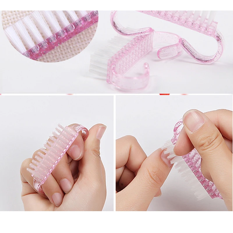 2 шт. \ Набор для дизайна ногтей пластиковая щетка очистки пальцев Уход за ногтями