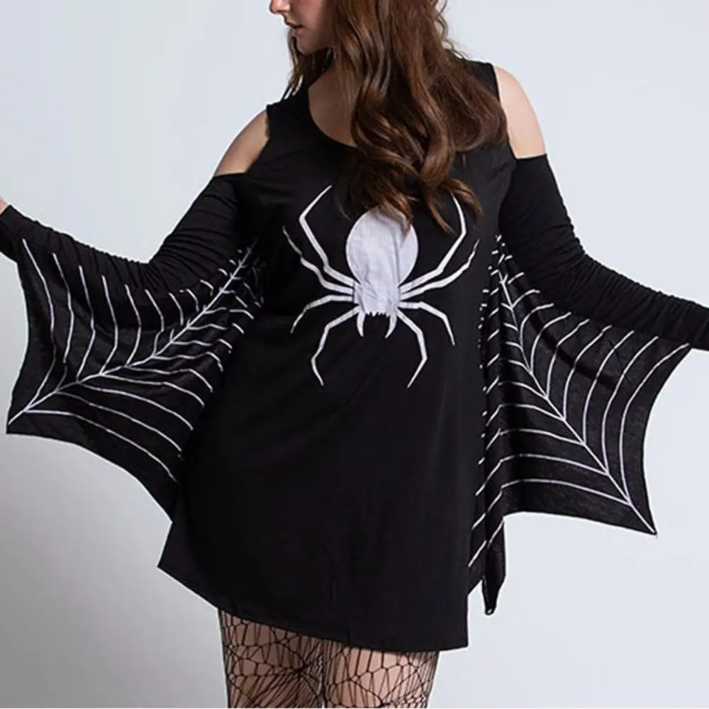 Женское платье костюм для вечевечерние НКИ на Хэллоуин одежда с принтом паутины